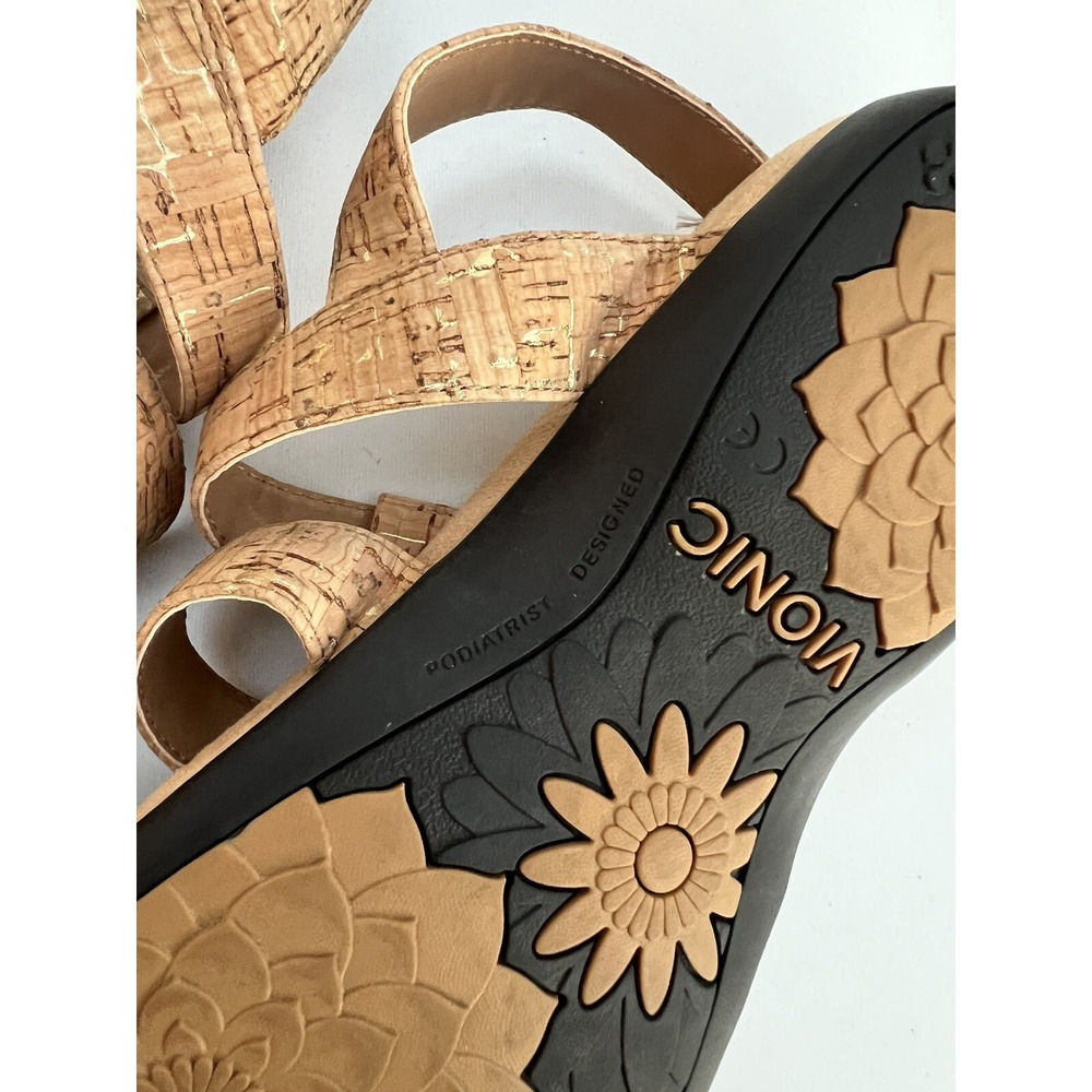 VIONIC WOMENS SANDALS 44AMBER SIZE 8 TAN ADJUSTABLE HOOK & LOOP PODIATRIST DESIG - Picture 5 of 6